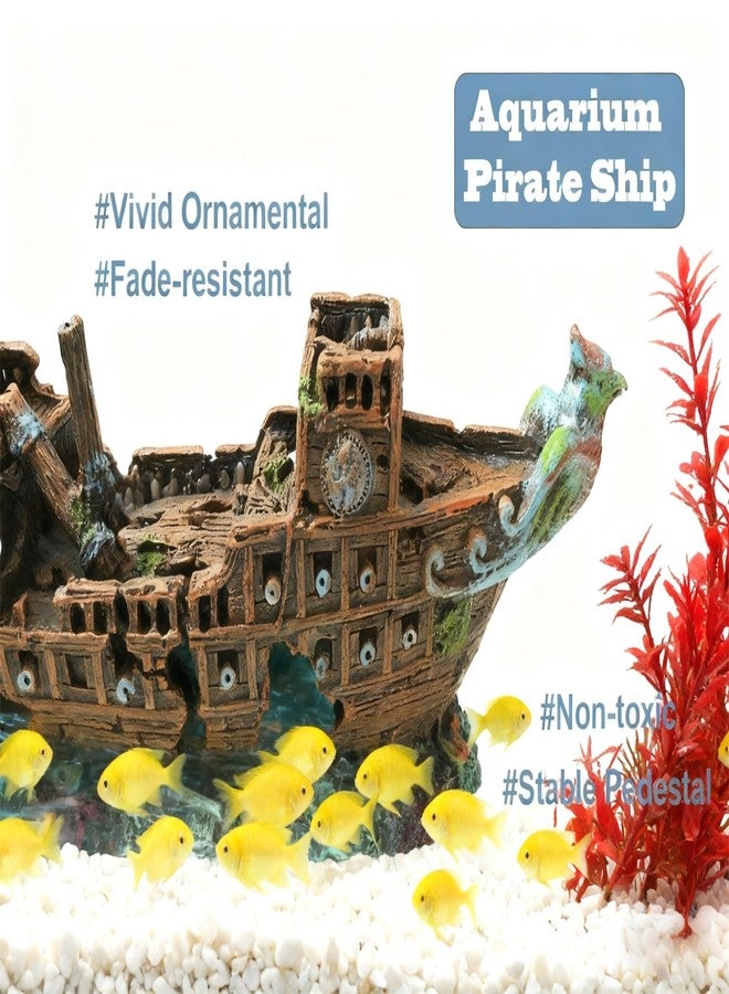 Civore Aquarium Shipwreck Decoration,Pirate Ship Ornament Made of Resin, Eco-Friendly Sunken Ship Accessory for Freshwater & Saltwater Tanks - Image 5